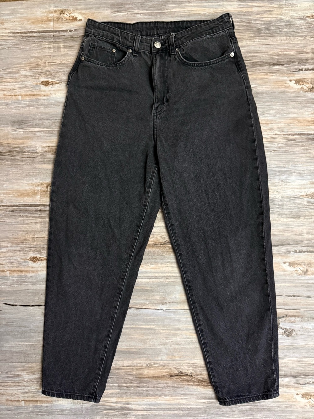 & DENIM Mom Ankle Crop Jeans Women’s Size 8 Loose Ultra High Waist Black